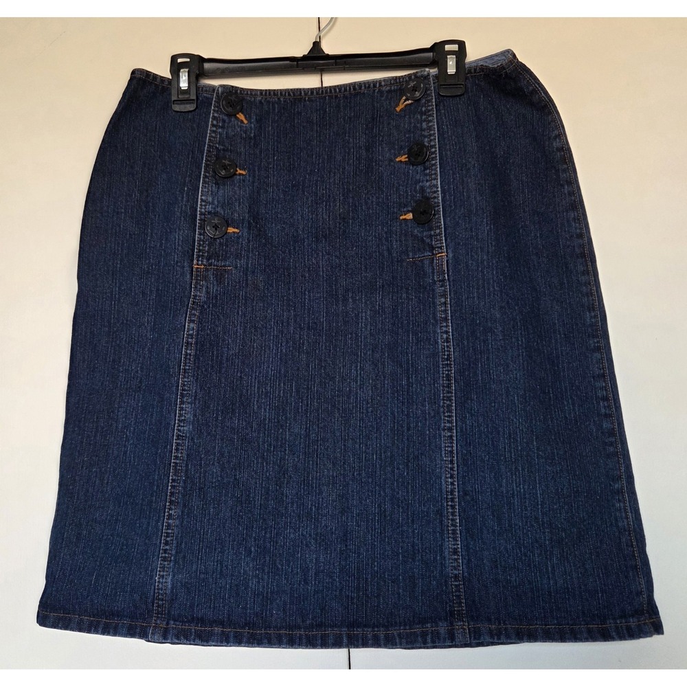 LIZ CLAIBORNE Women's Denim Y2K Skirt Size 14 Dark Wash ~EUC ~
